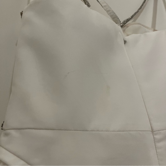 Self Portrait Crystal Embellished Diamante Taffeta Mini Dress in White - Size 2 - Picture 15 of 16